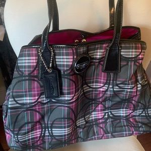 EUC Coach purse. Purple and black with interlocking C.